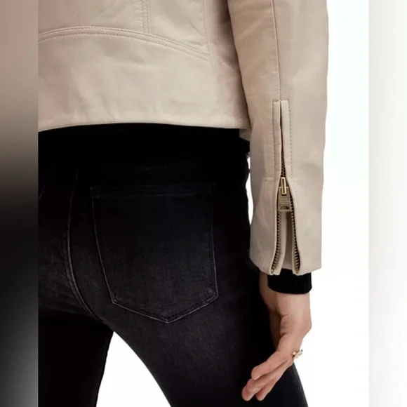 All Saints Dalby Leather Biker Jacket - Picture 7 of 14